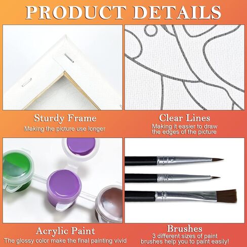 مجموعة أدوات الطلاء والرسم القماشي المرسومة مسبقًا للرسم للبالغين، مجموعة أدوات طلاء قماشية ممتدة على شكل فراشة وزهور (8 × 10) in Kuwait