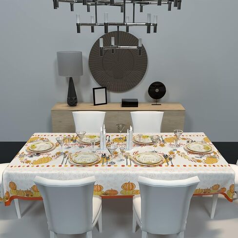 ATFUNSHOP Thanksgiving Tablecloth 2 Pack 54" X 108" Fall Party Supplies Pumpkins Turkey Disposable Table Cover Water Proof Plastic Table Cloth for Thanksgiving Decoration Dinner Party in Kuwait