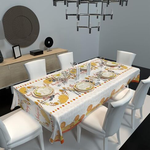 ATFUNSHOP Thanksgiving Tablecloth 2 Pack 54" X 108" Fall Party Supplies Pumpkins Turkey Disposable Table Cover Water Proof Plastic Table Cloth for Thanksgiving Decoration Dinner Party in Kuwait
