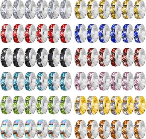 خرز فاصل رونديل لصنع المجوهرات، 720 قطعة فواصل خرز حجر الراين للأساور، خرز فاصل لصنع الأقلام (12 لونًا) in Kuwait