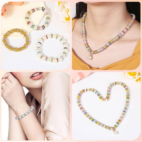 خرز فاصل رونديل لصنع المجوهرات، 720 قطعة فواصل خرز حجر الراين للأساور، خرز فاصل لصنع الأقلام (12 لونًا) in Kuwait