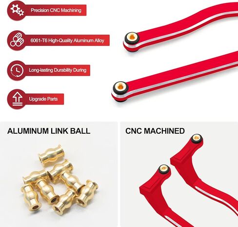 McCue RC Praying Mantis Link Tucked Inward Links High Clearance Links for Axial 1/24 SCX24 Gladiator AXI00005 RC Crawler Upgrade Parts - 5 PCS (Red) in Kuwait