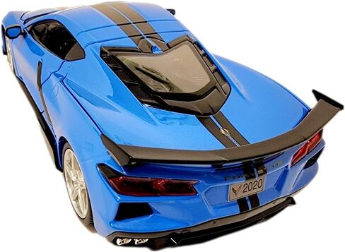 سيارة شيفروليه كورفيت ستينغراي C8 كوبيه 2020 مع جناح مرتفع ازرق مع خطوط سوداء 1/18 نموذج سيارة مصبوبة من مايستو 31455 in Kuwait