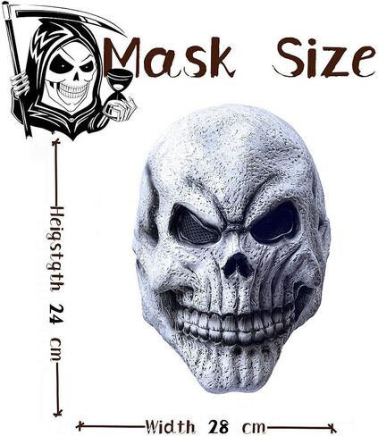 LEKA NEIL Skull Mask Creepy Halloween Full Head Skull Mask with Moving Jaw Scary Latex Helmet with Movable Mouth in Kuwait