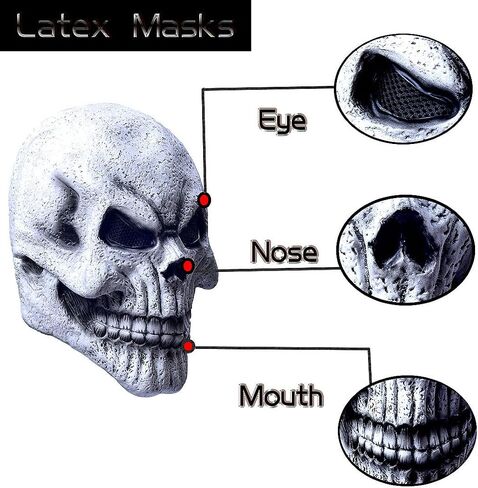 LEKA NEIL Skull Mask Creepy Halloween Full Head Skull Mask with Moving Jaw Scary Latex Helmet with Movable Mouth in Kuwait