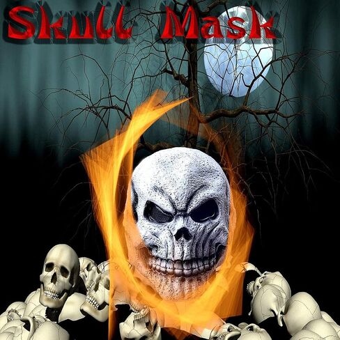 LEKA NEIL Skull Mask Creepy Halloween Full Head Skull Mask with Moving Jaw Scary Latex Helmet with Movable Mouth in Kuwait