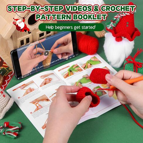 مجموعة الكروشيه للمبتدئين، مجموعة أدوات الكروشيه للمبتدئين في عيد الميلاد للبالغين والأطفال مع دروس فيديو خطوة بخطوة، مجموعة مكونة من 3 قطع من أدوات الكروشيه لعيد الميلاد لتزيين عيد الميلاد، لوازم الأعمال اليدوية ذاتية الصنع in Kuwait
