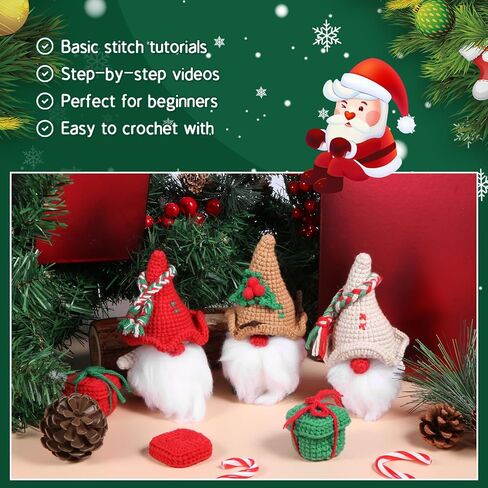 مجموعة الكروشيه للمبتدئين، مجموعة أدوات الكروشيه للمبتدئين في عيد الميلاد للبالغين والأطفال مع دروس فيديو خطوة بخطوة، مجموعة مكونة من 3 قطع من أدوات الكروشيه لعيد الميلاد لتزيين عيد الميلاد، لوازم الأعمال اليدوية ذاتية الصنع in Kuwait