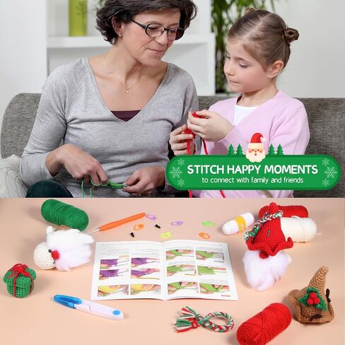 مجموعة الكروشيه للمبتدئين، مجموعة أدوات الكروشيه للمبتدئين في عيد الميلاد للبالغين والأطفال مع دروس فيديو خطوة بخطوة، مجموعة مكونة من 3 قطع من أدوات الكروشيه لعيد الميلاد لتزيين عيد الميلاد، لوازم الأعمال اليدوية ذاتية الصنع in Kuwait