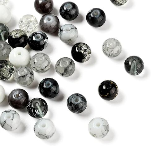 200pcs 10 Colors Crackle Lampwork Glass Beads 8mm Round Handcrafted Crackle Beads Crystal Beads for Jewelry Making Christmas Tree Ornament in Kuwait