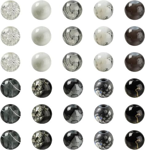 200pcs 10 Colors Crackle Lampwork Glass Beads 8mm Round Handcrafted Crackle Beads Crystal Beads for Jewelry Making Christmas Tree Ornament in Kuwait