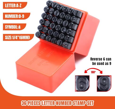 مجموعة طوابع الحروف والأرقام من Goodcrafter، 36 قطعة 1/4 بوصة (6 مم) الأبجدية A-Z والرقم 0-9 ورمز للطباعة والفنون والحرف اليدوية والخشب المعدني الصلب والجلود in Kuwait