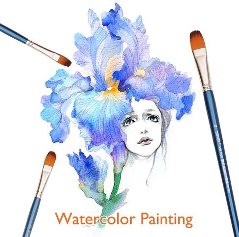 Dainayw Filbert Paint Brushes Set, 9 Pcs Professional Artist Brush for Acrylic Oil Watercolor Gouache Painting Long Handle Brushes Nylon Hair in Kuwait