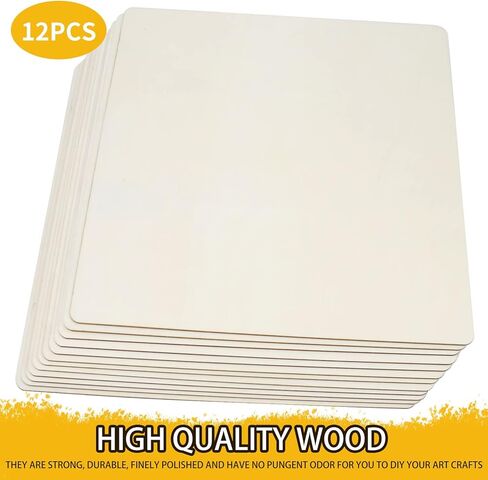 RYKOMO 12 Pack 12 x 12 Inch Basswood Sheets for Crafts, Plywood Sheets Craft Wood Unfinished Squares Wood Boards for DIY Project, Painting, Wood Burning, Wood Engraving, Model, Laser Projects in Kuwait