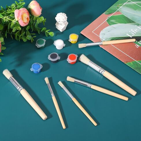 6 قطع من فرش استنسل لطلاء الأكريليك من سالبسيفير، فرشاة طلاء استنسل للحرف اليدوية، فرش طلاء خشبية ذات شعيرات طبيعية، قالب شعيرات خشبية من النايلون، فرشاة شعر فنية، فرش طلاء فنية in Kuwait