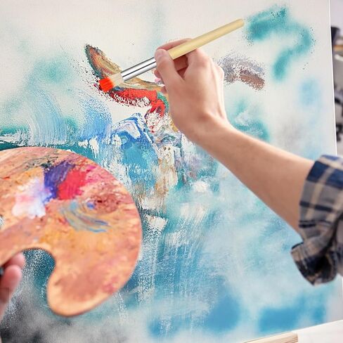 6 قطع من فرش استنسل لطلاء الأكريليك من سالبسيفير، فرشاة طلاء استنسل للحرف اليدوية، فرش طلاء خشبية ذات شعيرات طبيعية، قالب شعيرات خشبية من النايلون، فرشاة شعر فنية، فرش طلاء فنية in Kuwait