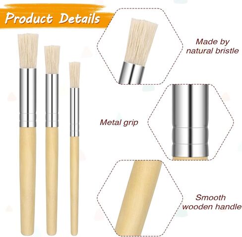 6 قطع من فرش استنسل لطلاء الأكريليك من سالبسيفير، فرشاة طلاء استنسل للحرف اليدوية، فرش طلاء خشبية ذات شعيرات طبيعية، قالب شعيرات خشبية من النايلون، فرشاة شعر فنية، فرش طلاء فنية in Kuwait