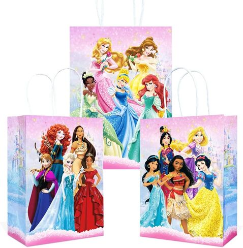 مجموعة من 12 قطعة من أكياس حفلات الأميرات لتزيين أعياد الميلاد وأكياس ورقية لمستلزمات الحفلات للفتيات، 3 أنماط in Kuwait