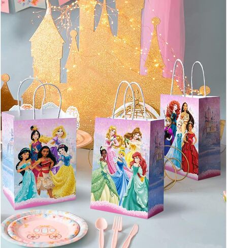 مجموعة من 12 قطعة من أكياس حفلات الأميرات لتزيين أعياد الميلاد وأكياس ورقية لمستلزمات الحفلات للفتيات، 3 أنماط in Kuwait
