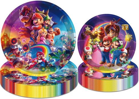 YOPENMOUNE Super Bros Birthday Party Supplies 40 Pieces Plates for Super Bros Theme Party Decorations in Kuwait