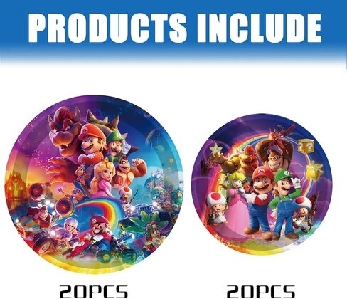 YOPENMOUNE Super Bros Birthday Party Supplies 40 Pieces Plates for Super Bros Theme Party Decorations in Kuwait