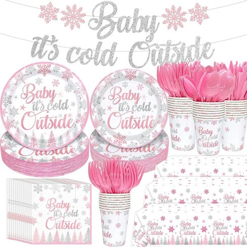 191Pcs Baby Its Cold Outside Baby Shower Decorations Winter Wonderland Baby Shower Decorations A Little Snowflake is On The Way Snowflake Baby Shower Decorations Winter Baby Shower Decorations in Saudi Arabia