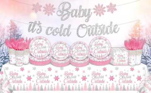 191Pcs Baby Its Cold Outside Baby Shower Decorations Winter Wonderland Baby Shower Decorations A Little Snowflake is On The Way Snowflake Baby Shower Decorations Winter Baby Shower Decorations in Saudi Arabia