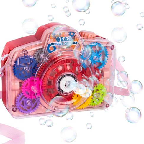 ArtCreativity Bubble Camera Gear Toy, Toy Camera Bubble Machine with 9 Moving Gears, Neck, and Bubble Solution - Small Bubble Machine with Music and Lights for Extra Fun, Cute Bubble Makers for Kids in Saudi Arabia