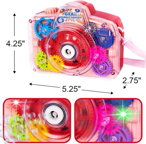 ArtCreativity Bubble Camera Gear Toy, Toy Camera Bubble Machine with 9 Moving Gears, Neck, and Bubble Solution - Small Bubble Machine with Music and Lights for Extra Fun, Cute Bubble Makers for Kids in Saudi Arabia