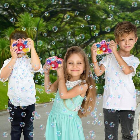 ArtCreativity Bubble Camera Gear Toy, Toy Camera Bubble Machine with 9 Moving Gears, Neck, and Bubble Solution - Small Bubble Machine with Music and Lights for Extra Fun, Cute Bubble Makers for Kids in Saudi Arabia