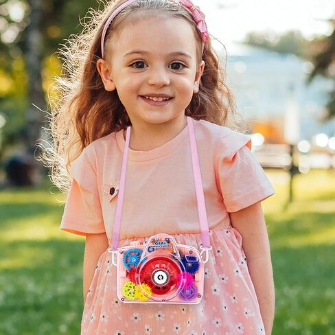 ArtCreativity Bubble Camera Gear Toy, Toy Camera Bubble Machine with 9 Moving Gears, Neck, and Bubble Solution - Small Bubble Machine with Music and Lights for Extra Fun, Cute Bubble Makers for Kids in Saudi Arabia
