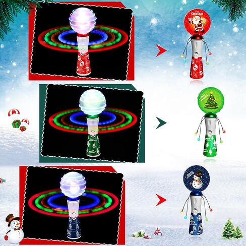 Shappy 3 Pcs Christmas Light Up Rotating Space Wand, 8.7 Inch LED Santa Claus Rotate Toy Rotating Lights up and Colors Fun Gift for Christmas Party Favor Sensory Rooms Classroom Prizes (Cute Style) in Saudi Arabia