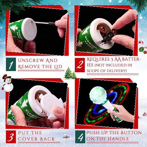 Shappy 3 Pcs Christmas Light Up Rotating Space Wand, 8.7 Inch LED Santa Claus Rotate Toy Rotating Lights up and Colors Fun Gift for Christmas Party Favor Sensory Rooms Classroom Prizes (Cute Style) in Saudi Arabia