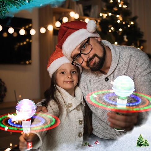 Shappy 3 Pcs Christmas Light Up Rotating Space Wand, 8.7 Inch LED Santa Claus Rotate Toy Rotating Lights up and Colors Fun Gift for Christmas Party Favor Sensory Rooms Classroom Prizes (Cute Style) in Saudi Arabia