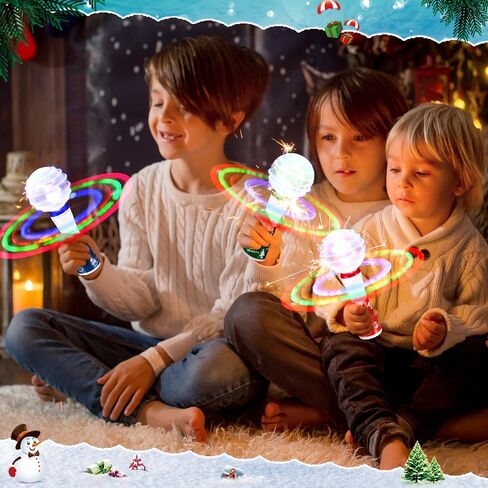 Shappy 3 Pcs Christmas Light Up Rotating Space Wand, 8.7 Inch LED Santa Claus Rotate Toy Rotating Lights up and Colors Fun Gift for Christmas Party Favor Sensory Rooms Classroom Prizes (Cute Style) in Saudi Arabia