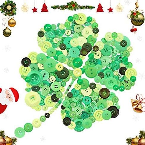 Keadic 1000PCS Buttons Favorite Findings Basic Resin Buttons 2 and 4 Holes for DIY Crafts Sewing Christmas Party Decorations Children's Manual Button Painting - Green in Saudi Arabia