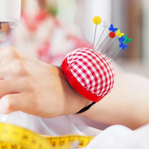 إبر خياطة العين الكبيرة ودبابيس الخياطة من HengKe، دبابيس مستقيمة ذات رأس مسطح مع رؤوس ملونة على شكل فراشة وزهرة، مجموعة دبابيس خياطة بإبرة مطرزة من الجلد (30 إبرة، 200 دبابيس مسطحة) in Kuwait