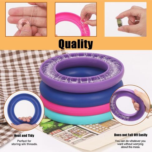 Tanstic 84Pcs Silicone Round Bobbin Holder Kit, Sewing Machine Bobbin Organizer Bobbin Ring Saver, Bobbin Ring Holders with Bobbins, Sewing Clips for Daily Sewing Supplies (4 Colors) in Saudi Arabia