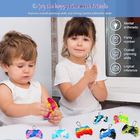 10 Pack Mini Pop Keychain Fidget It Controller Toys Pack for Boys,Pop Sensory Pop Toy Fidget Keychain, Controller Shaped Keychain Fidget Toy Pack for Kids Children Adults in Kuwait