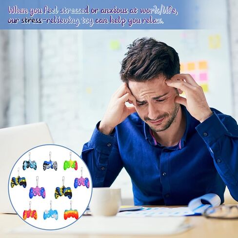 10 Pack Mini Pop Keychain Fidget It Controller Toys Pack for Boys,Pop Sensory Pop Toy Fidget Keychain, Controller Shaped Keychain Fidget Toy Pack for Kids Children Adults in Kuwait