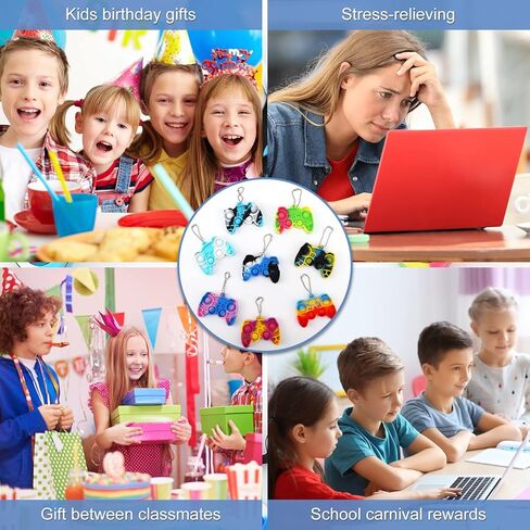 10 Pack Mini Pop Keychain Fidget It Controller Toys Pack for Boys,Pop Sensory Pop Toy Fidget Keychain, Controller Shaped Keychain Fidget Toy Pack for Kids Children Adults in Kuwait