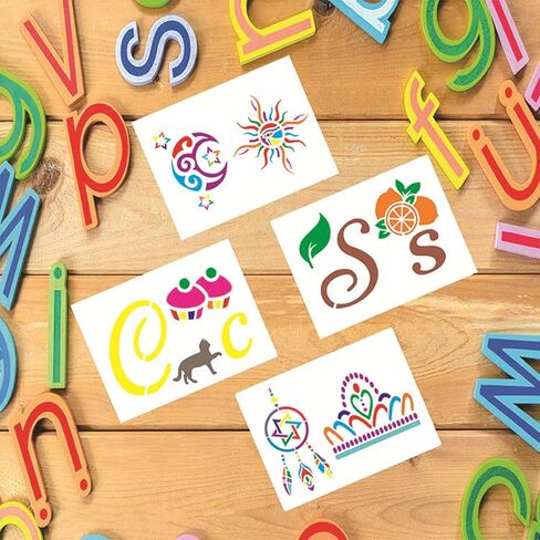 42 Pieces Letter Stencils for Painting 5.9*8.27 Inch Calligraphy Stencil Template Kit, Reusable Calligraphy Stencils Includes Letters, Numbers and Signs for Painting on Wood, Crafts, DIY Art Projects in Kuwait