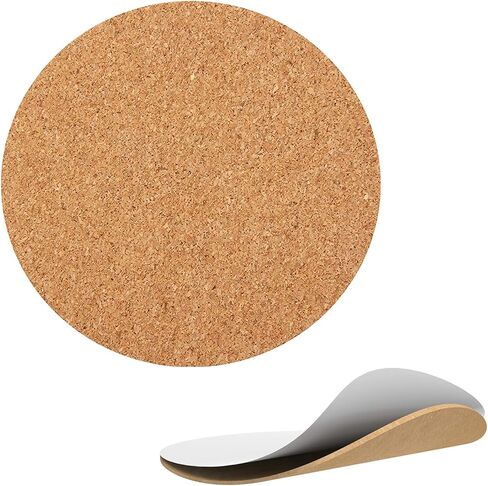 100 قطعة 4 × 4 انش ذاتية اللصق من الفلين دائرية خلفية بلاط الفلين لقواعد الاكواب والحرف اليدوية. in Kuwait