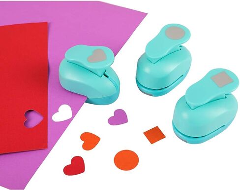 مجموعة خرامة ورق مقاس 1 انش دائرية ولوف و3/4 انش مربعة للحرف اليدوية مكونة من 3 قطع من بطاقات الكريسماس التي تصنعها بنفسك، اداة للاطفال من موسيبت in Kuwait