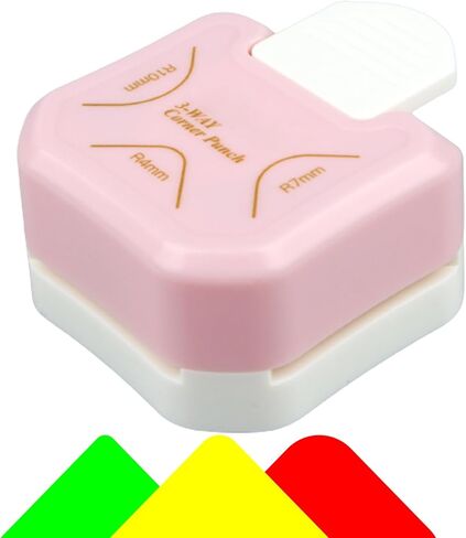 خرامة زاوية مستديرة 3 في 1، خرامة زوايا للحرف الورقية، زاوية دائرية للورق 4 مم، 7 مم، 10 مم للحرف الورقية، والمشروعات اليدوية، والصفائح، وزاوية الصور، وصناعة البطاقات وسجل القصاصات (وردي) in Kuwait