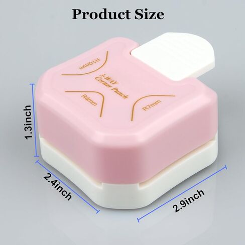 خرامة زاوية مستديرة 3 في 1، خرامة زوايا للحرف الورقية، زاوية دائرية للورق 4 مم، 7 مم، 10 مم للحرف الورقية، والمشروعات اليدوية، والصفائح، وزاوية الصور، وصناعة البطاقات وسجل القصاصات (وردي) in Kuwait