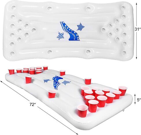 طاولة ألعاب حمام السباحة القابلة للنفخ من تريومبيك، 6 أقدام قابلة للنفخ لألعاب حمام السباحة العائمة، طاولة ألعاب ممتعة لحفلات حمام السباحة للبالغين، الأكواب والكرات غير متضمنة in Kuwait