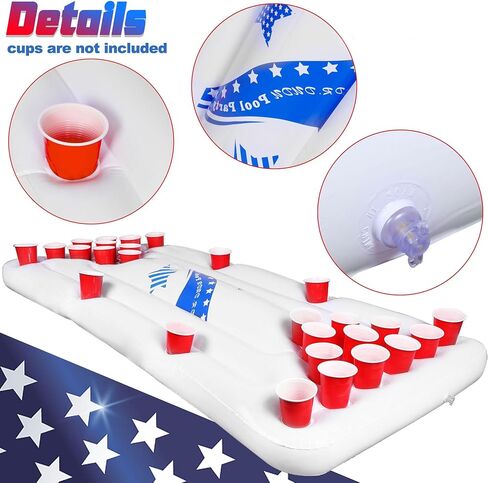 طاولة ألعاب حمام السباحة القابلة للنفخ من تريومبيك، 6 أقدام قابلة للنفخ لألعاب حمام السباحة العائمة، طاولة ألعاب ممتعة لحفلات حمام السباحة للبالغين، الأكواب والكرات غير متضمنة in Kuwait