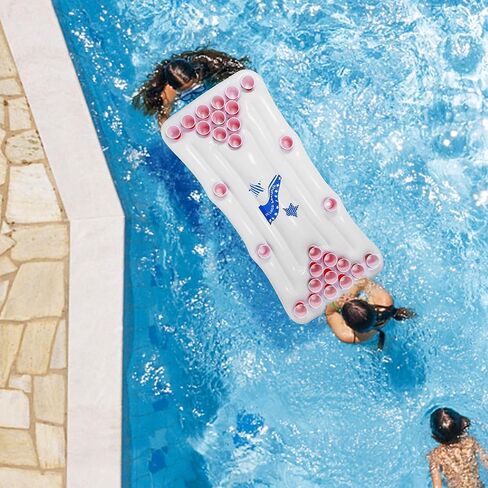 طاولة ألعاب حمام السباحة القابلة للنفخ من تريومبيك، 6 أقدام قابلة للنفخ لألعاب حمام السباحة العائمة، طاولة ألعاب ممتعة لحفلات حمام السباحة للبالغين، الأكواب والكرات غير متضمنة in Kuwait