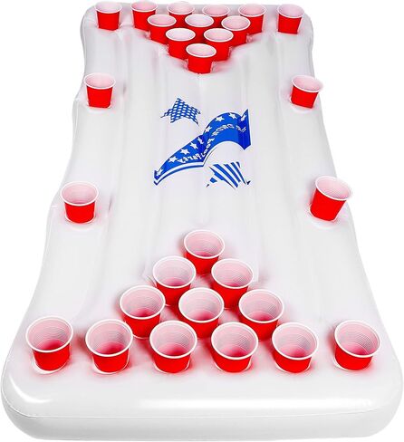 طاولة ألعاب حمام السباحة القابلة للنفخ من تريومبيك، 6 أقدام قابلة للنفخ لألعاب حمام السباحة العائمة، طاولة ألعاب ممتعة لحفلات حمام السباحة للبالغين، الأكواب والكرات غير متضمنة in Kuwait